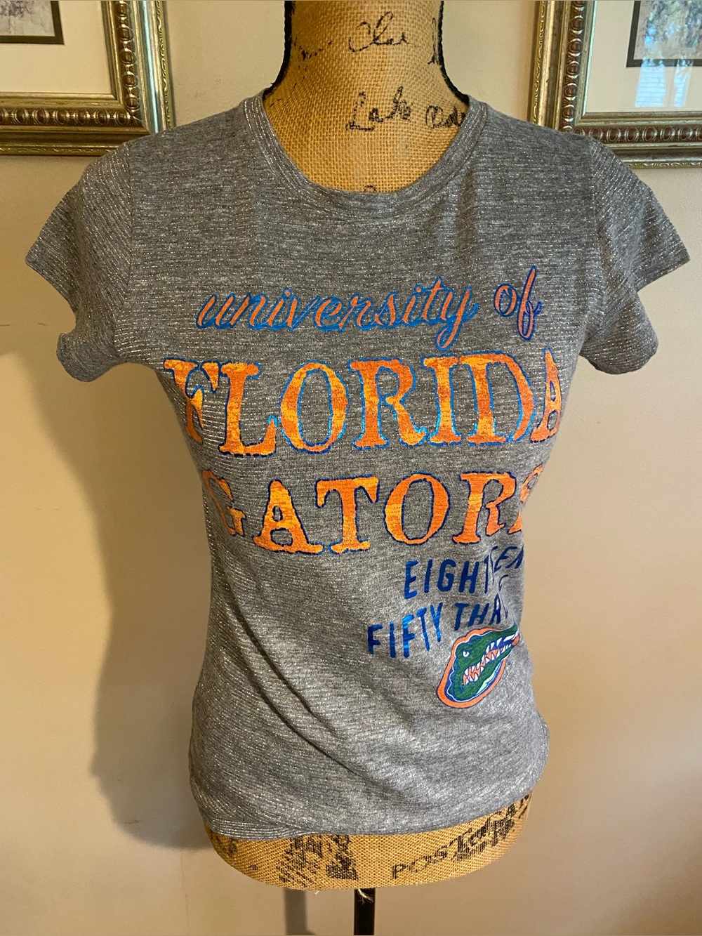 5th & Ocean University of Florida Gators T Shirt Medium Silver Metallic Sparkle